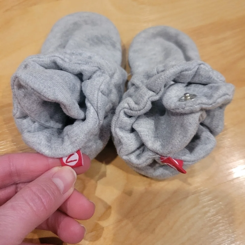 Zutano Cotton Gripper Baby Booties Grey Size 24 Months